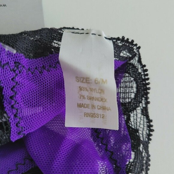 Biatta Intimates Thong Panties Black Lace Pink Mesh Discontinued Sz 6/M String - Picture 6 of 6